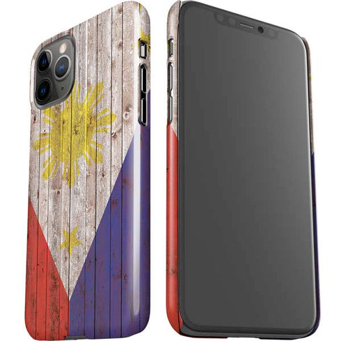 Philippines Flag Dark Wood iPhone 11 Pro Lite Case